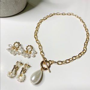 Fashion Pearl Necklace & Earrings Set